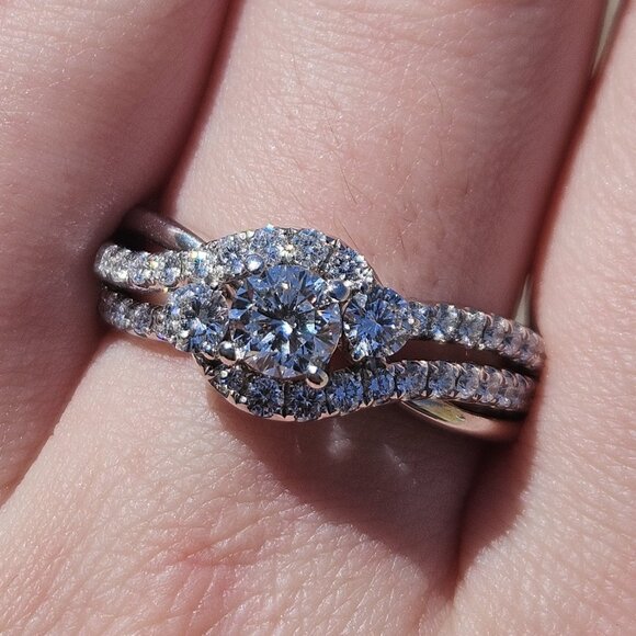 14K White Gold LEO Diamond Bypass Engagement Ring Band 1.23TCW 5.6 Gram Size 10 - Picture 4 of 16